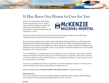 Tablet Screenshot of mckenzieregionalhospital.com